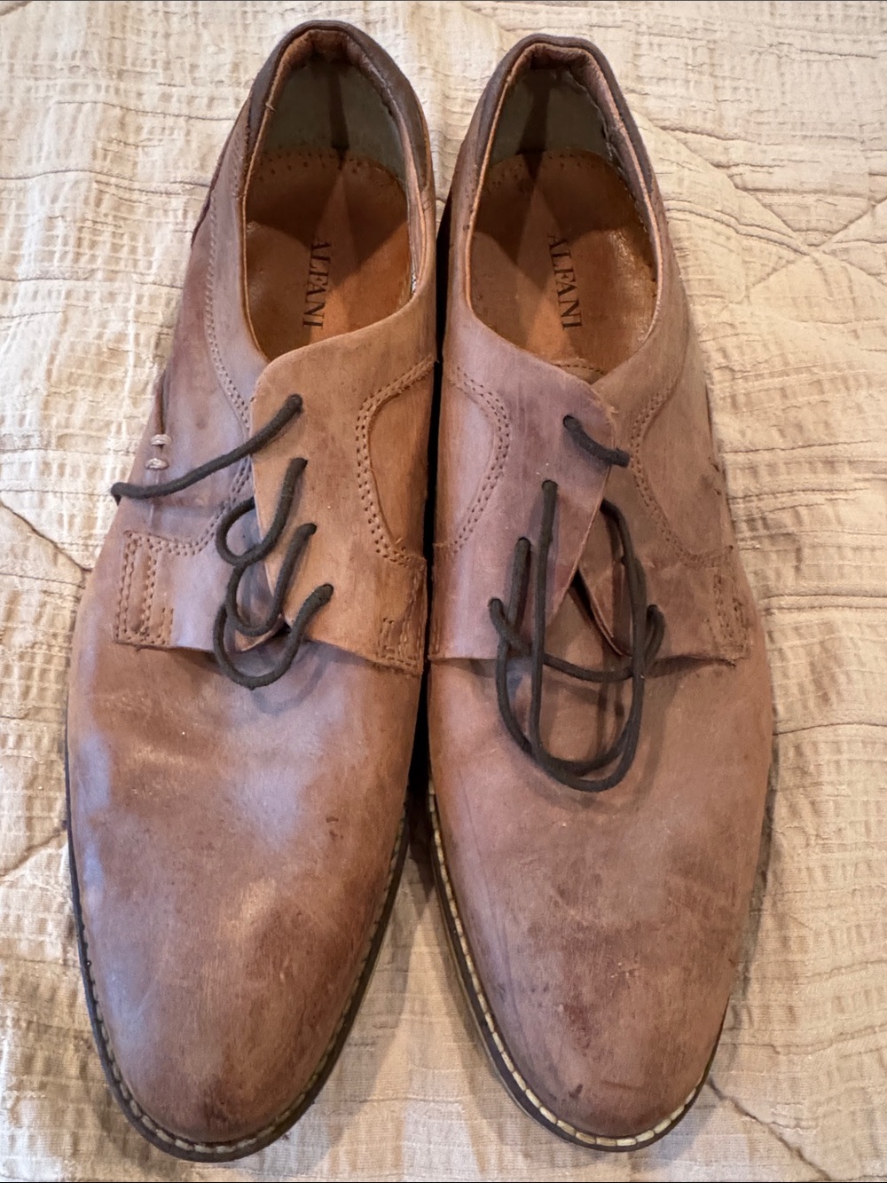 Alfani Men's Taupe Brown Leather Derby Shoes
